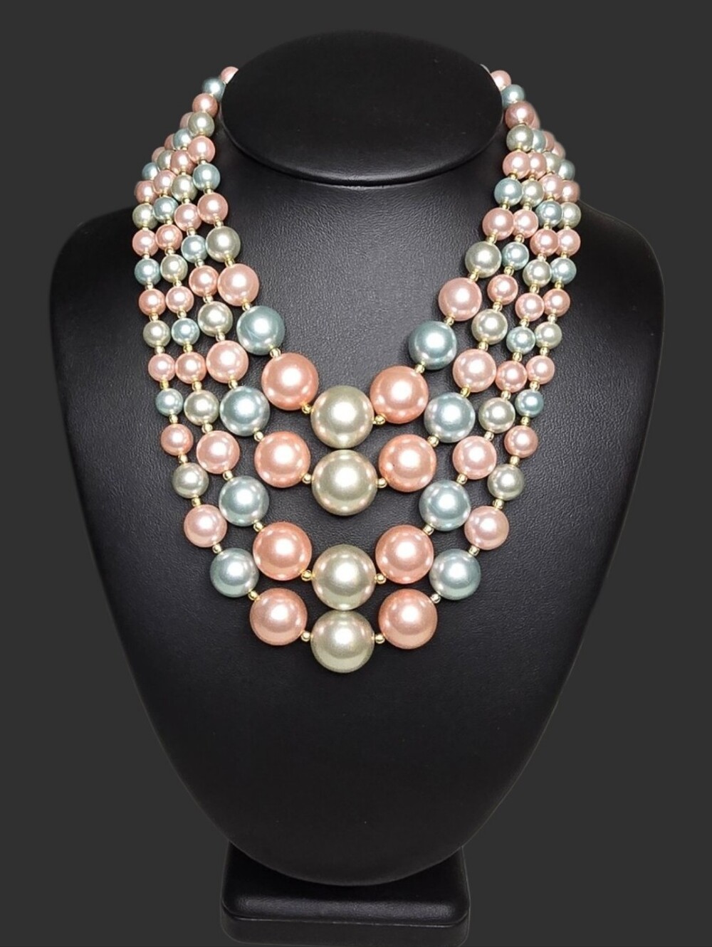 Hong Kong Vintage Multi-Strand Pastel Pearl Necklace